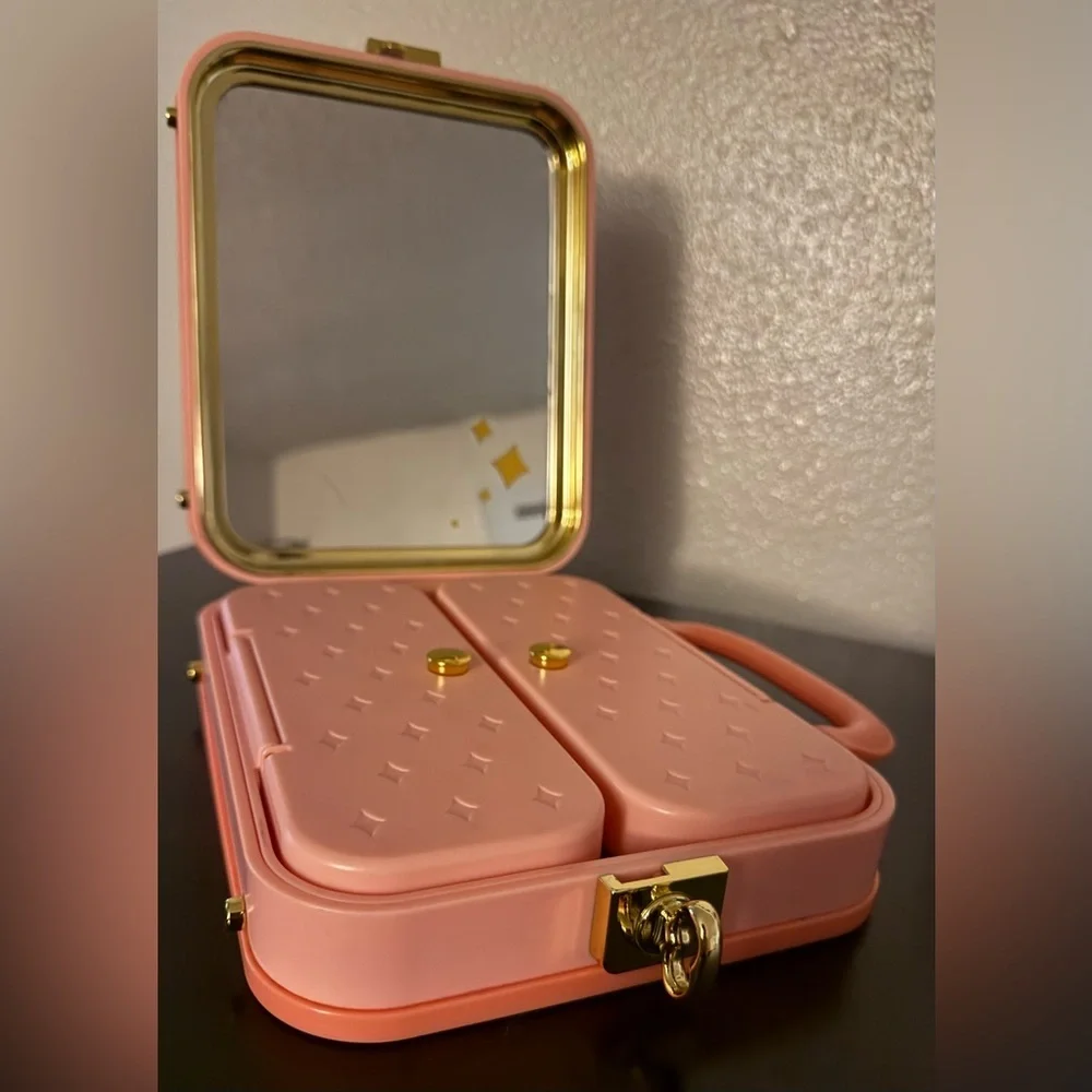 FAO Schwarz Pink Travel Makeup Case | Embossed Cosmetic Organizer
